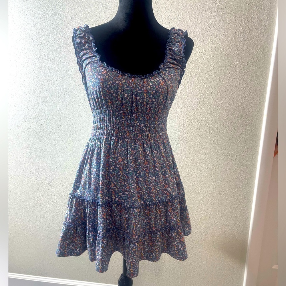 Urban Outfitters Boho Smocked Floral Mini Dress- size small